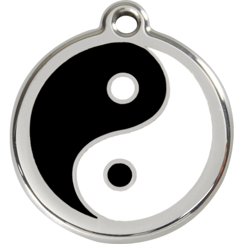 Red Dingo Ying &amp; Yang Tag Black tag - Lifetime Guarantee - Cat, Dog, Pet ID Tag Engraved