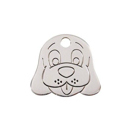 Red Dingo Stainless Steel Dog Face Tag - Lifetime Guarantee - Cat, Dog, Pet ID Tag Engraved