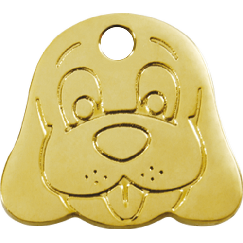 Red Dingo Brass Dog Face Tag - Lifetime Guarantee - Cat, Dog, Pet ID Tag Engraved