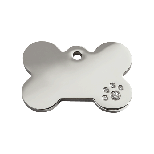 Red Dingo Diamante Bone Tag - Lifetime Guarantee - Cat, Dog, Pet ID Tag Engraved