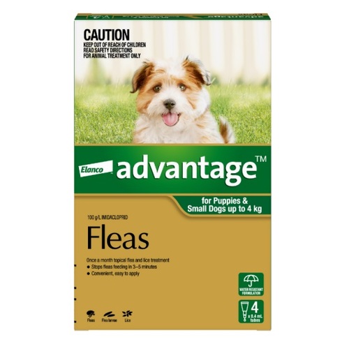 Advantage for Puppies and Small Dogs Upto 8.8lbs (4kg) Green