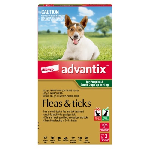 Advantix for Puppies and Small Dogs Upto 8.8lbs (4kg) Green