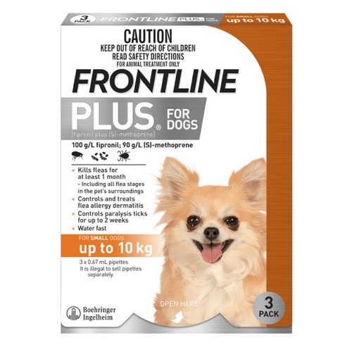 Frontline Plus for Small Dogs upto 22lbs (10kg) Orange