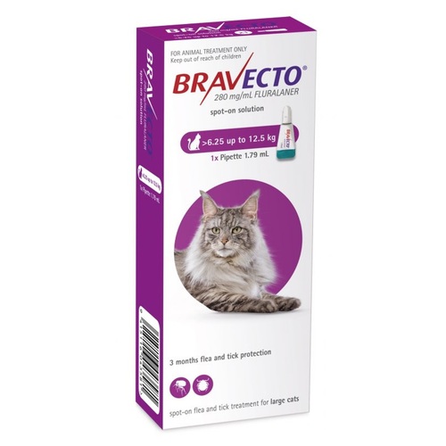 Bravecto SPOT ON for Large Cats 13.8-27.5lbs (6.25 - 12.5kg) Purple