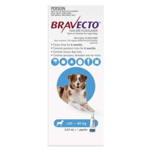 Bravecto SPOT ON for Large Dogs 44-88lbs (20-40kg) Blue