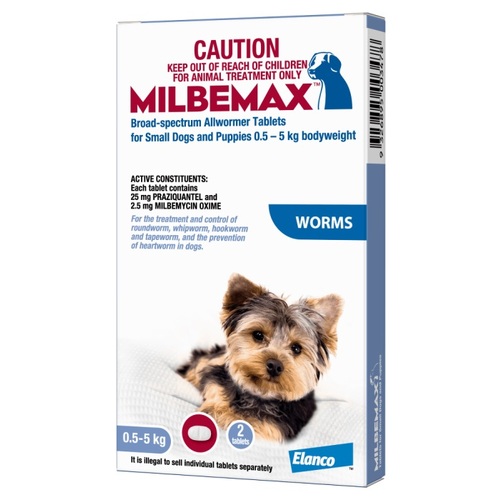 Milbemax Allwormer for Small Dogs and Puppies 1.1 - 11lbs (0.5-5kg)