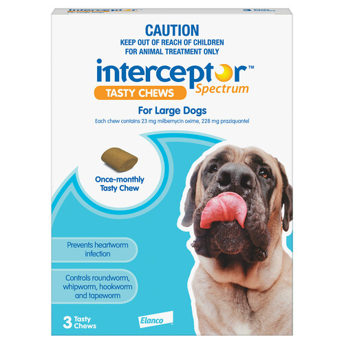 Interceptor Spectrum Chews for Large Dogs 44-88lbs (22-45kg) Blue