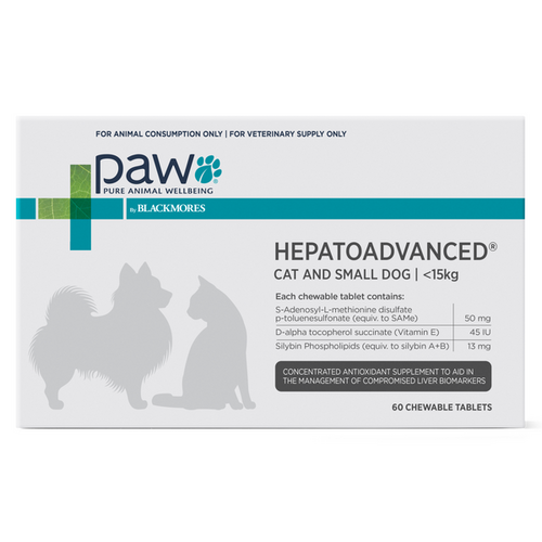 PAW (Blackmores) HepatoAdvanced - Cat &amp; Small Dog under 33lbs (15kg) - 60 chews