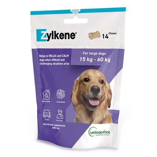 Zylkene Calming Chews For Large Dogs 33-132lbs (15-60kg Purple)  - 450mg - 14 Chews