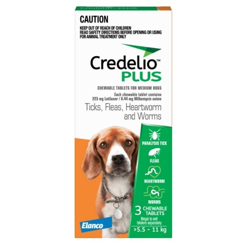 Credelio Plus for Medium Dogs 12-24lbs (5.5-11kg) Orange