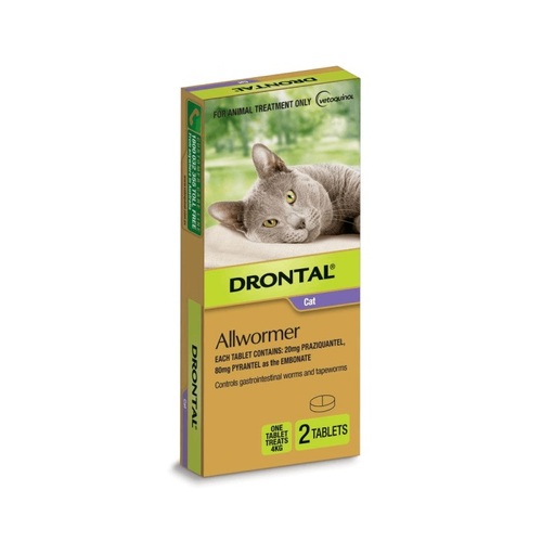 Drontal Allwormer for Cats Up to 8.8lbs (4kg) Purple