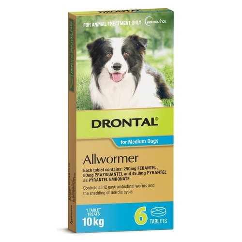 Drontal Allwormer Tablets for Dogs upto 22lbs (10kg) Aqua