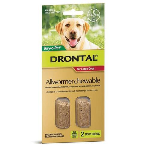 Drontal Allwormer Chews for Dogs 77lbs (35kg) Red