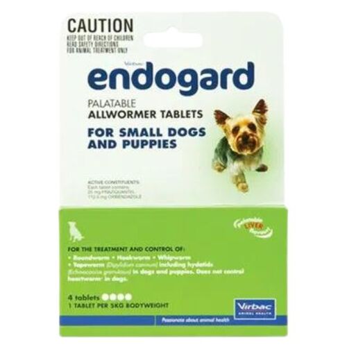 Endogard Allwormer Tablets for Small Dogs 11lbs (5kg) Green - 4 Tablets