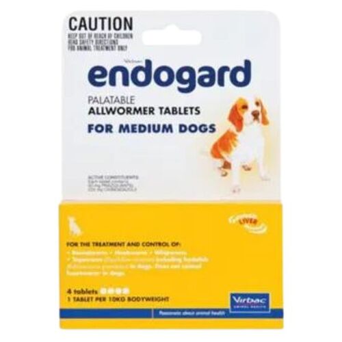 Endogard Allwormer Tablets for Medium Dogs 22lbs (10kg) Yellow - 4 Tablets