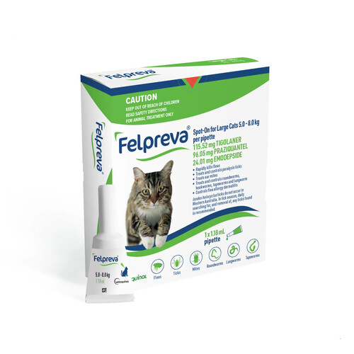 Felpreva Spot-On for Large Cats 11 - 17.6lbs (5 - 8kg) - Green