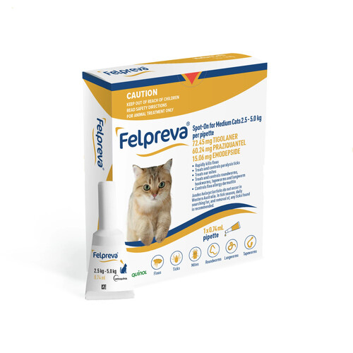 Felpreva Spot-On for Medium Cats 5.1 - 11lbs (2.5 - 5kg) - Yellow