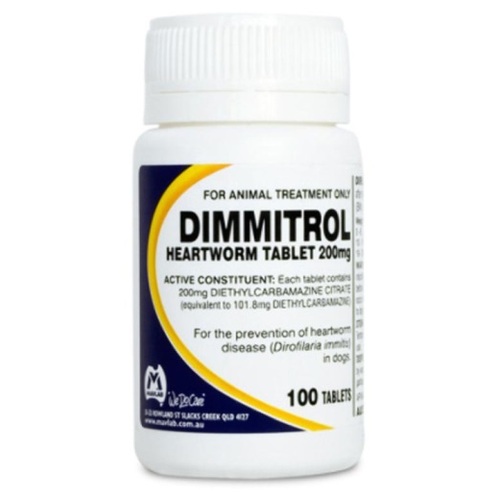 Dimmitrol Heartworm Tablets - 200mg - 100 Tablets