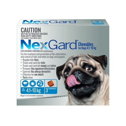 Nexgard Chews for Dogs 10.1 - 24lbs (4.1 - 10kg) - Blue