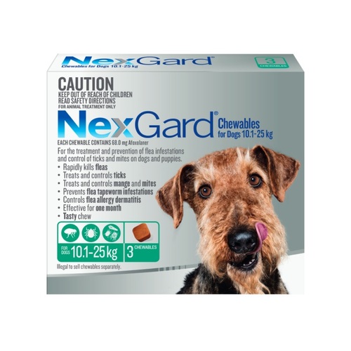 Nexgard Chews for Dogs 24.1 - 60lbs (10.1 - 25kg) - Green