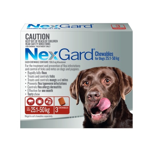 Nexgard Chews for Dogs 60.1 - 121lbs (25.1 - 50kg) - Red