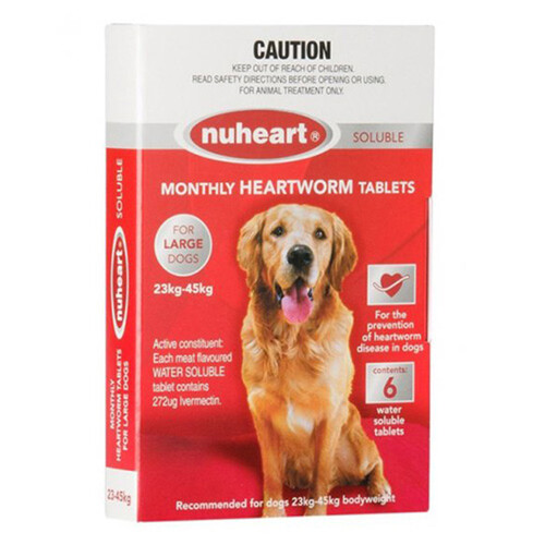 Nuheart Monthly Heartworm Tablets for Large Dogs 50.1 - 100 lbs (23-45 kg) - Red