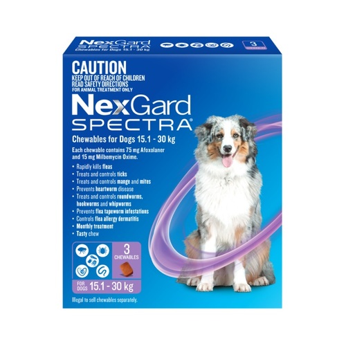 Nexgard Spectra Chews for Dogs Large 33.1 - 66.1lbs (15.1-30kg) - Purple