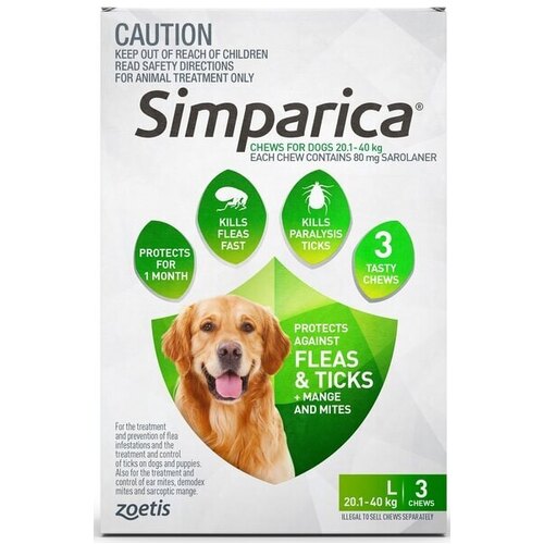 Simparica Chews for Large Dogs 44 - 88lbs (20.1 - 40kg) - Green