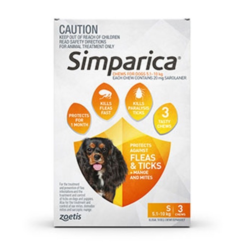 Simparica Chews for Small Dogs 11 - 22lbs (5.1 - 10kg) - Orange