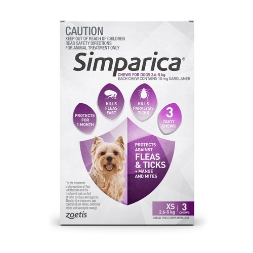 Simparica Chews for Dogs 5.5 - 11lbs (2.6 - 5kg) - Purple